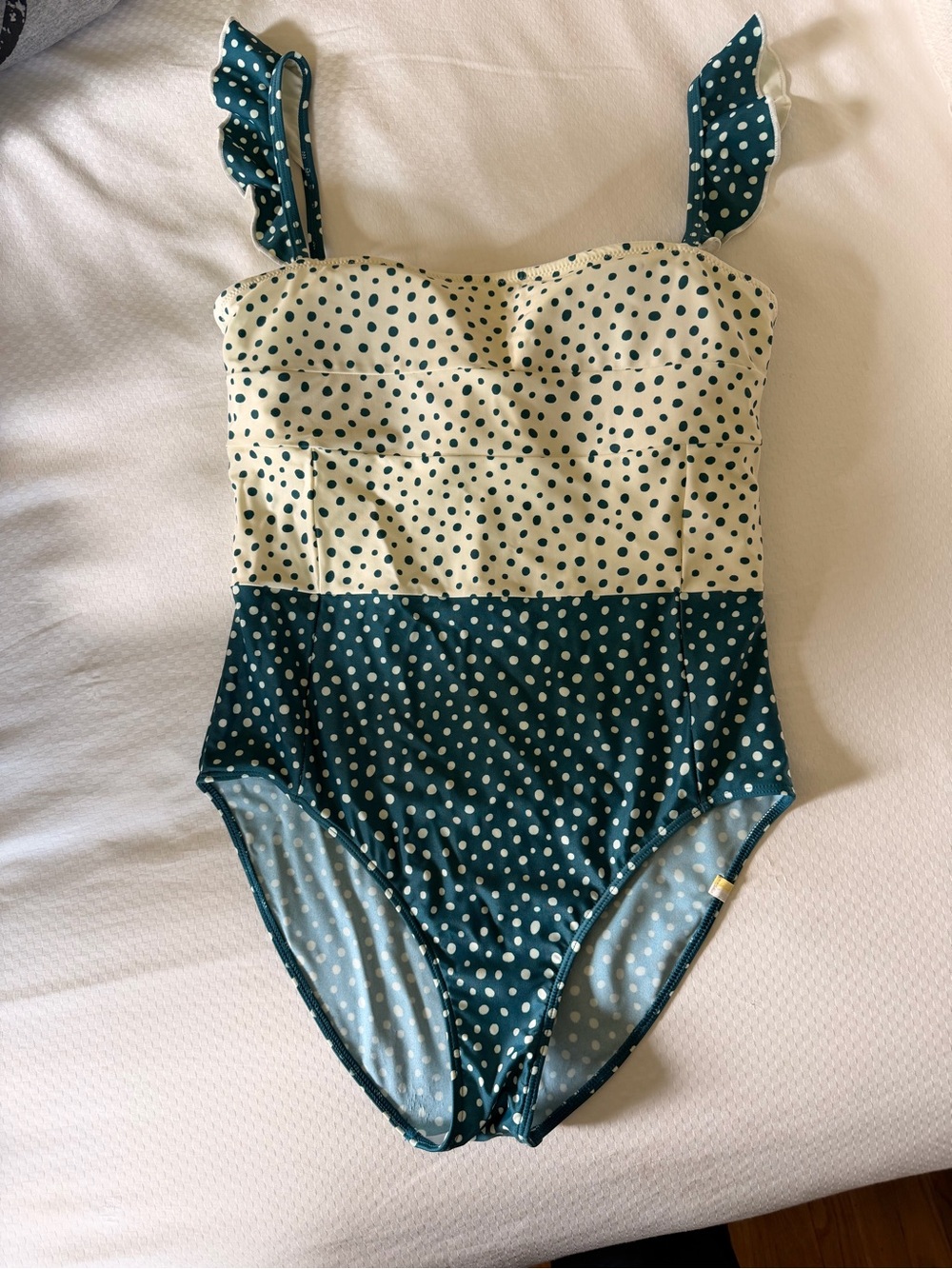 summersalt Green and Cream Polka Dot One-Piece Swimsuit